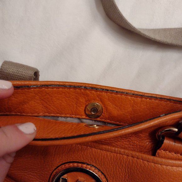 MICHAEL Michael Kors Orange Logo Leather Crossbody - Picture 12 of 12